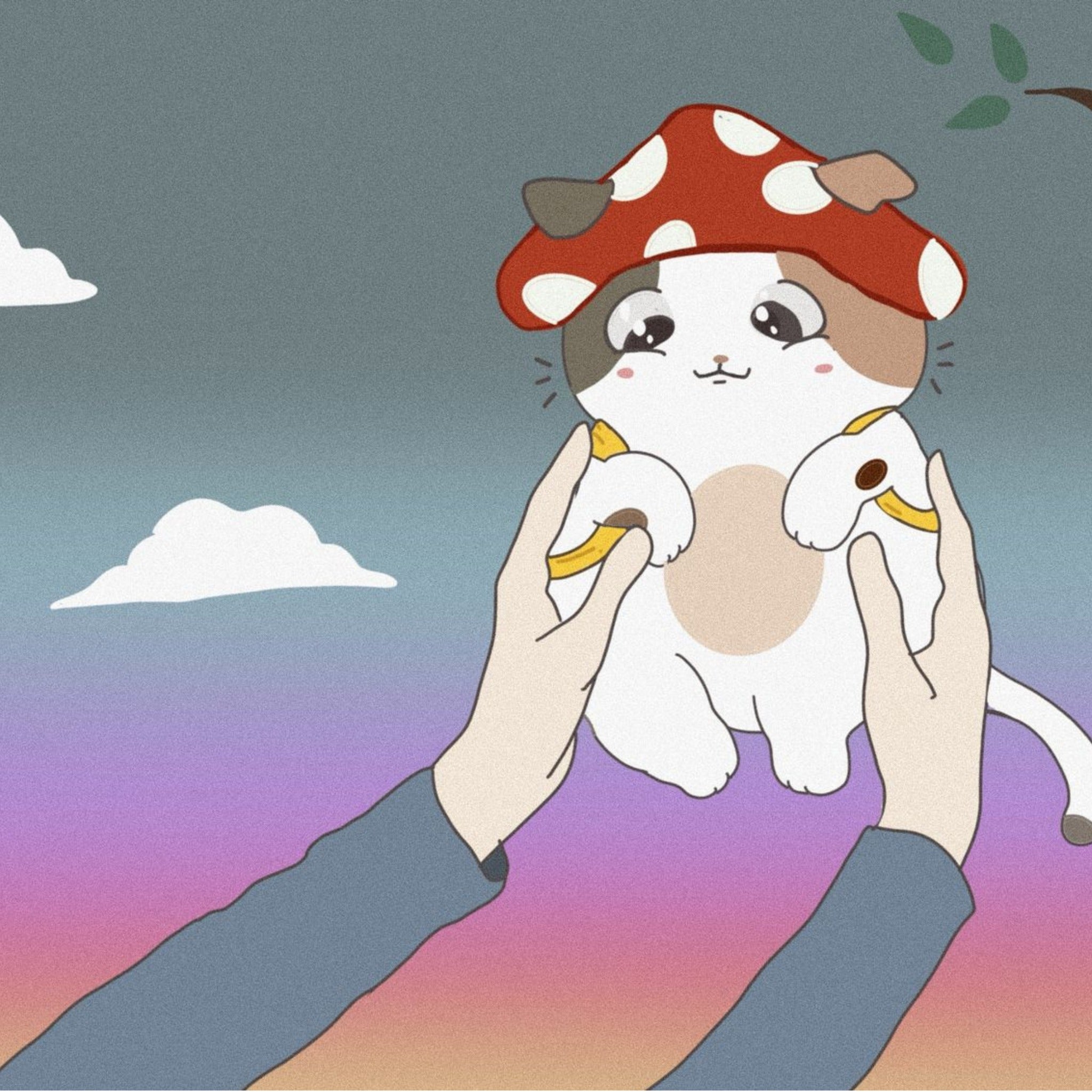Mushroom being gently held