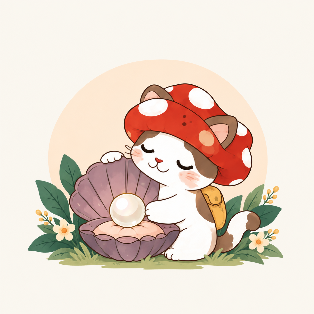 Mushroom with a pearl in an oyster shell